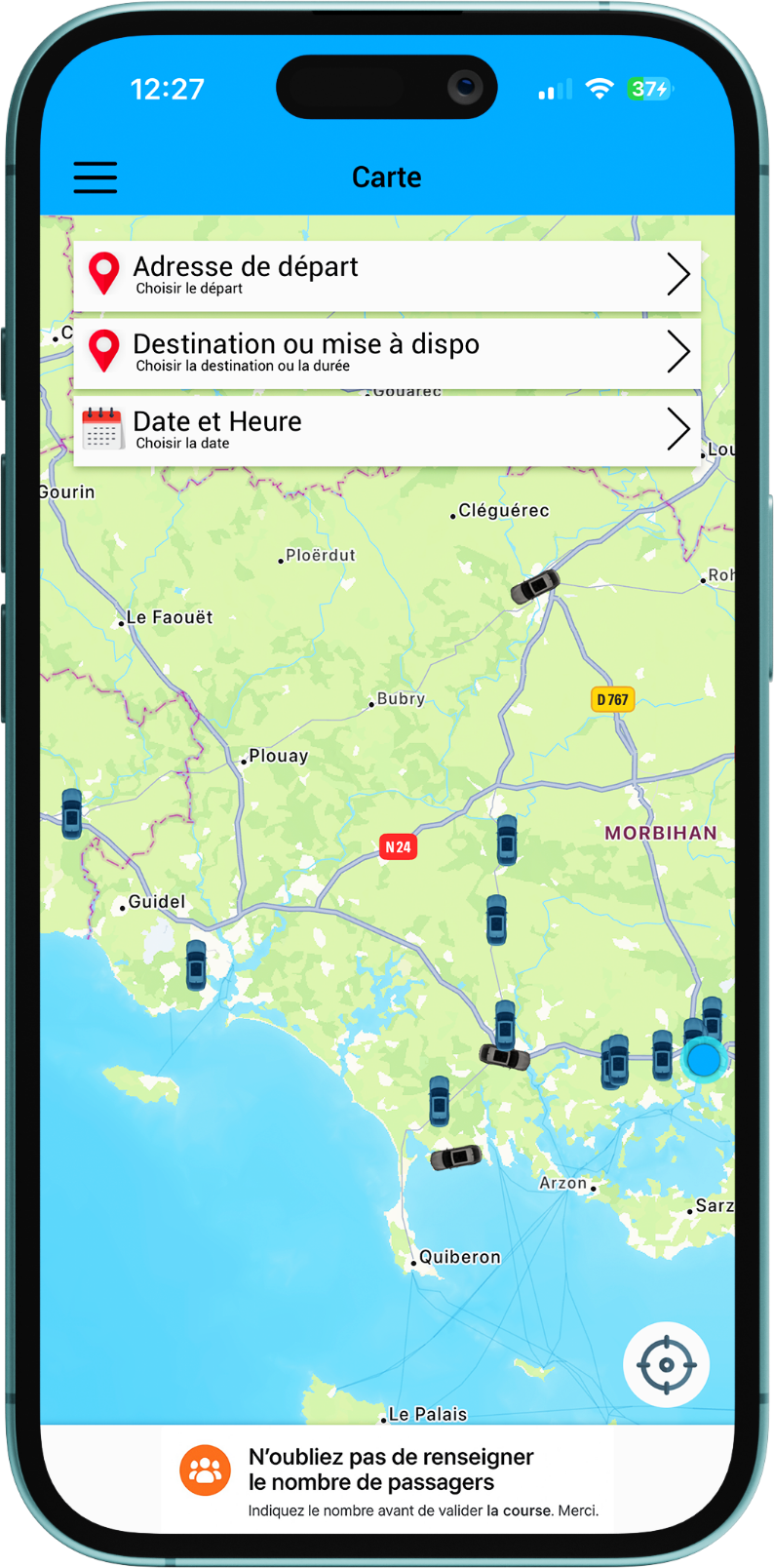 application bretagne chauffeur vtc taxi reservation