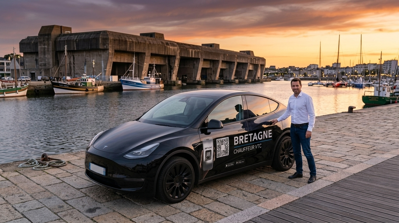 VTC à Lorient, chauffeur privé en berline pour un déplacement professionnel